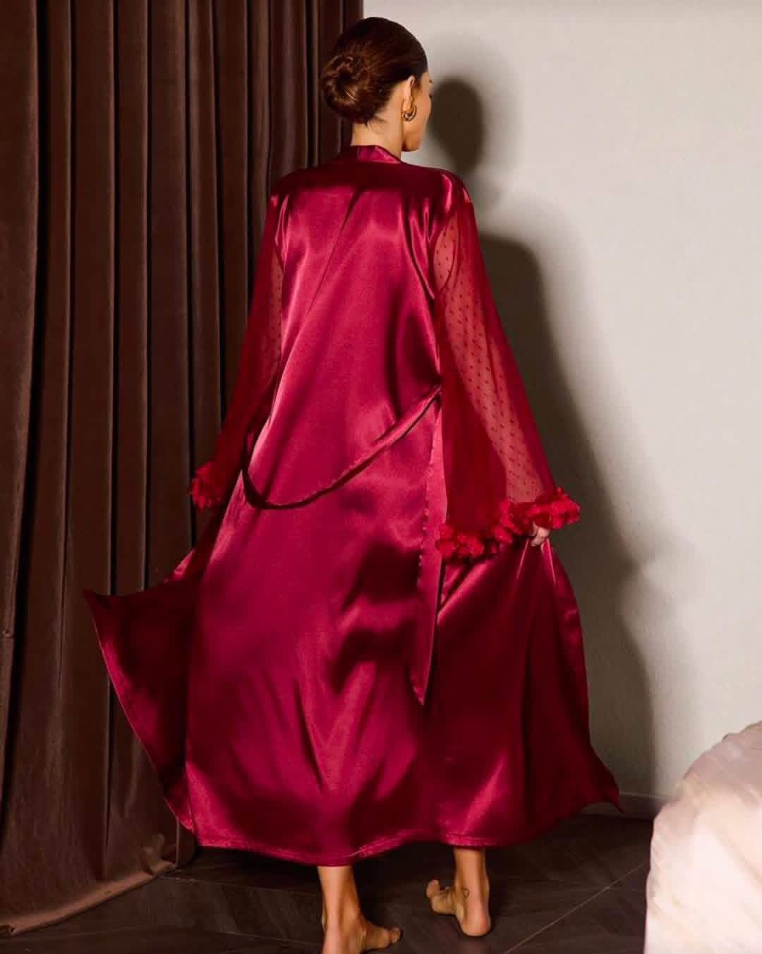 قميص نوم سيتان عرايسي روب طويل